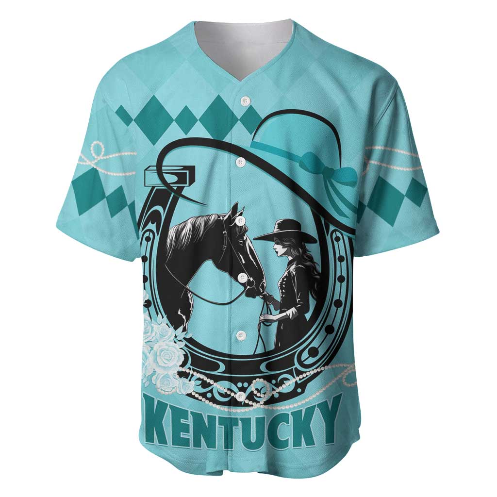 Personalized Kentucky Horse Racing Baseball Jersey Beauty and The Horse Teal Version LT01