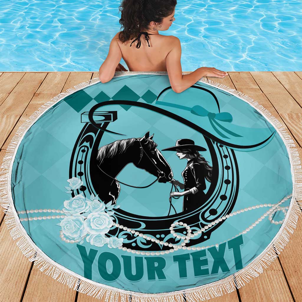 Personalized Kentucky Horse Racing Beach Blanket Beauty and The Horse Teal Version LT01