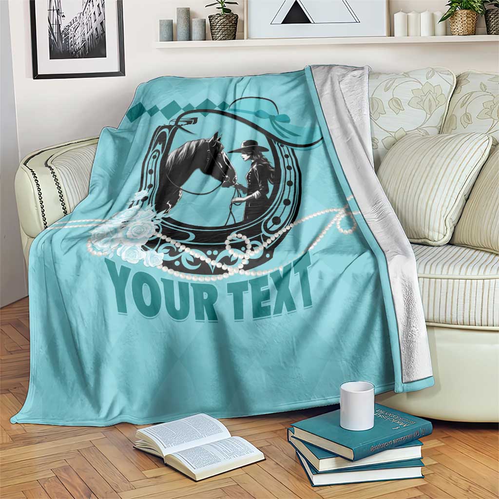 Personalized Kentucky Horse Racing Blanket Beauty and The Horse Teal Version LT01