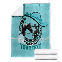 Personalized Kentucky Horse Racing Blanket Beauty and The Horse Teal Version LT01