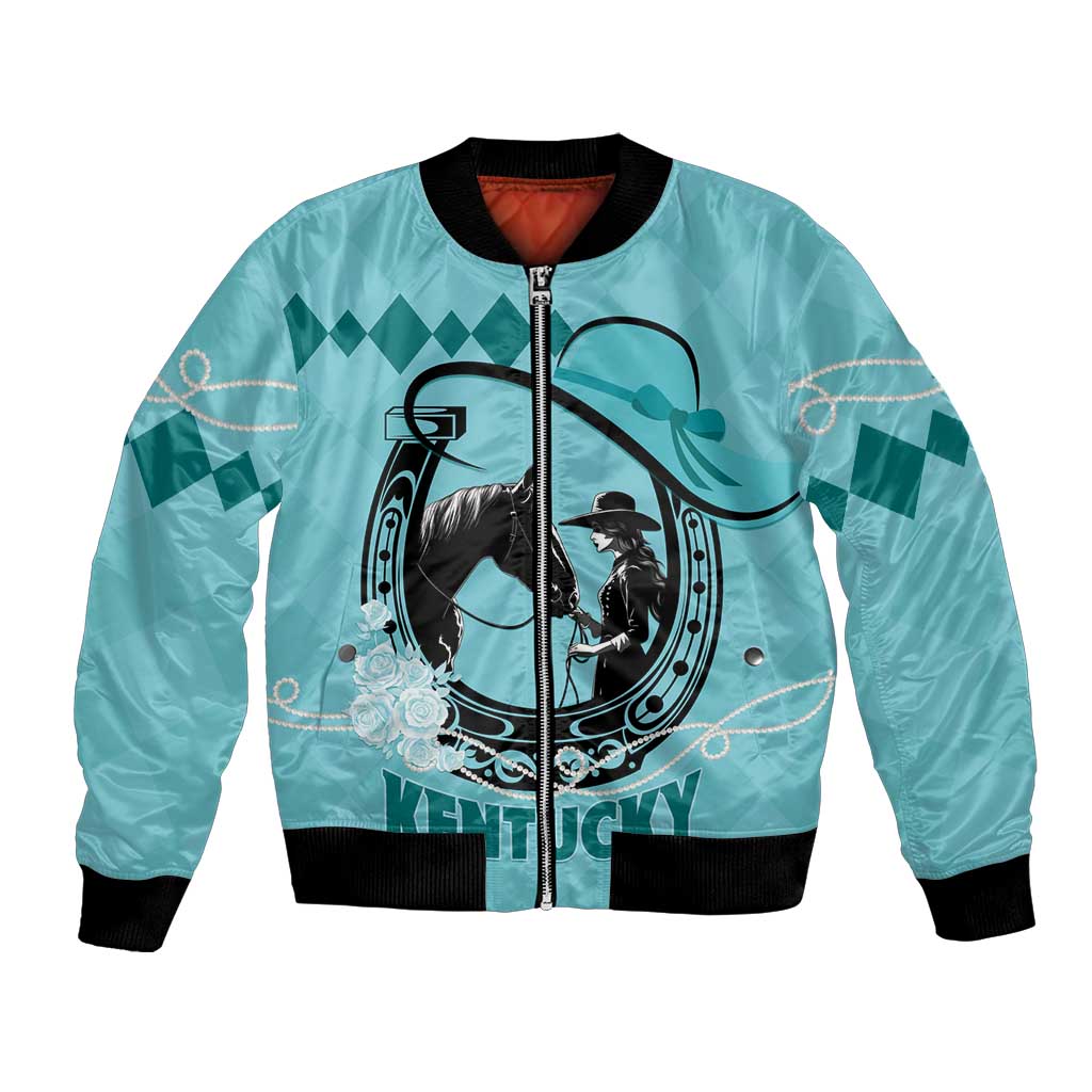 Personalized Kentucky Horse Racing Bomber Jacket Beauty and The Horse Teal Version LT01