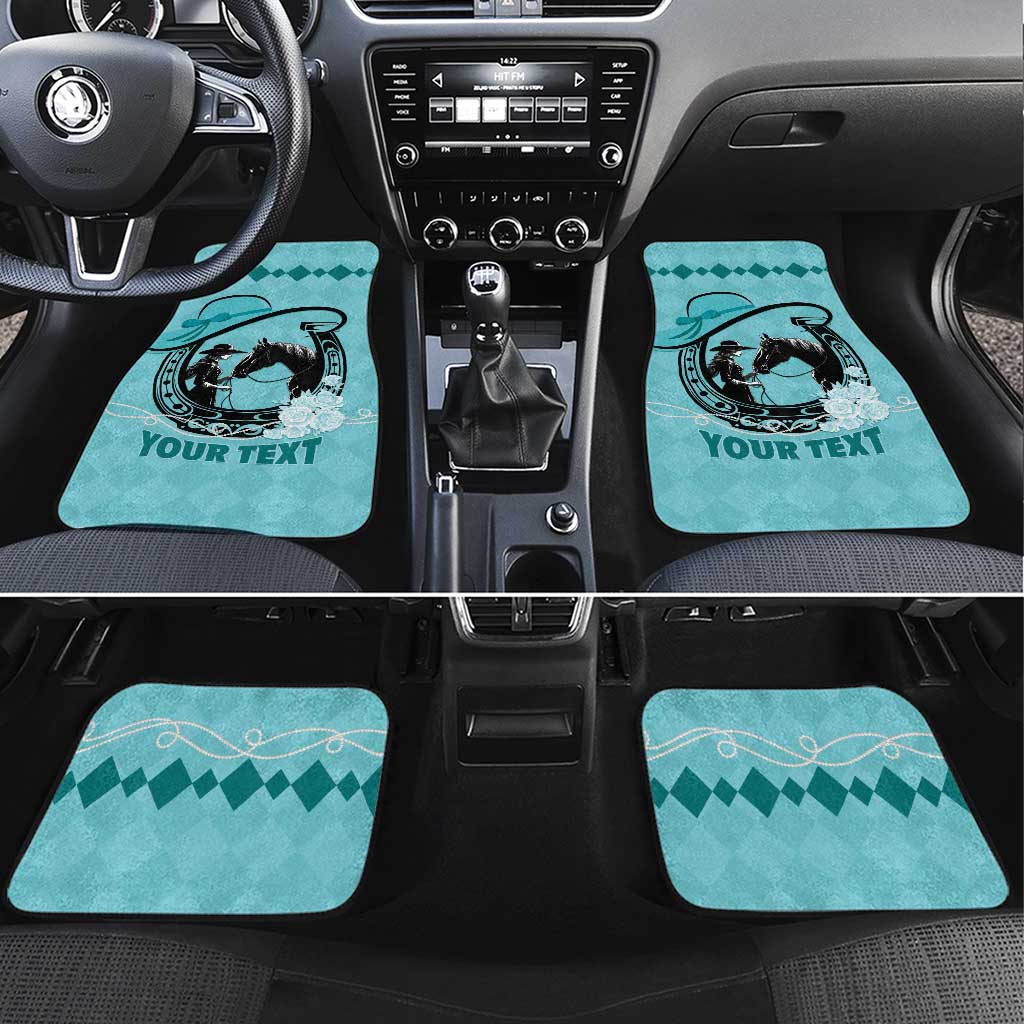 Personalized Kentucky Horse Racing Car Mats Beauty and The Horse Teal Version LT01