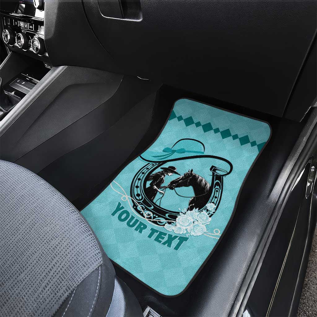 Personalized Kentucky Horse Racing Car Mats Beauty and The Horse Teal Version LT01