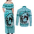 Personalized Kentucky Horse Racing Couples Matching Off Shoulder Maxi Dress and Long Sleeve Button Shirt Beauty and The Horse Teal Version LT01