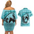 Personalized Kentucky Horse Racing Couples Matching Off Shoulder Short Dress and Hawaiian Shirt Beauty and The Horse Teal Version LT01
