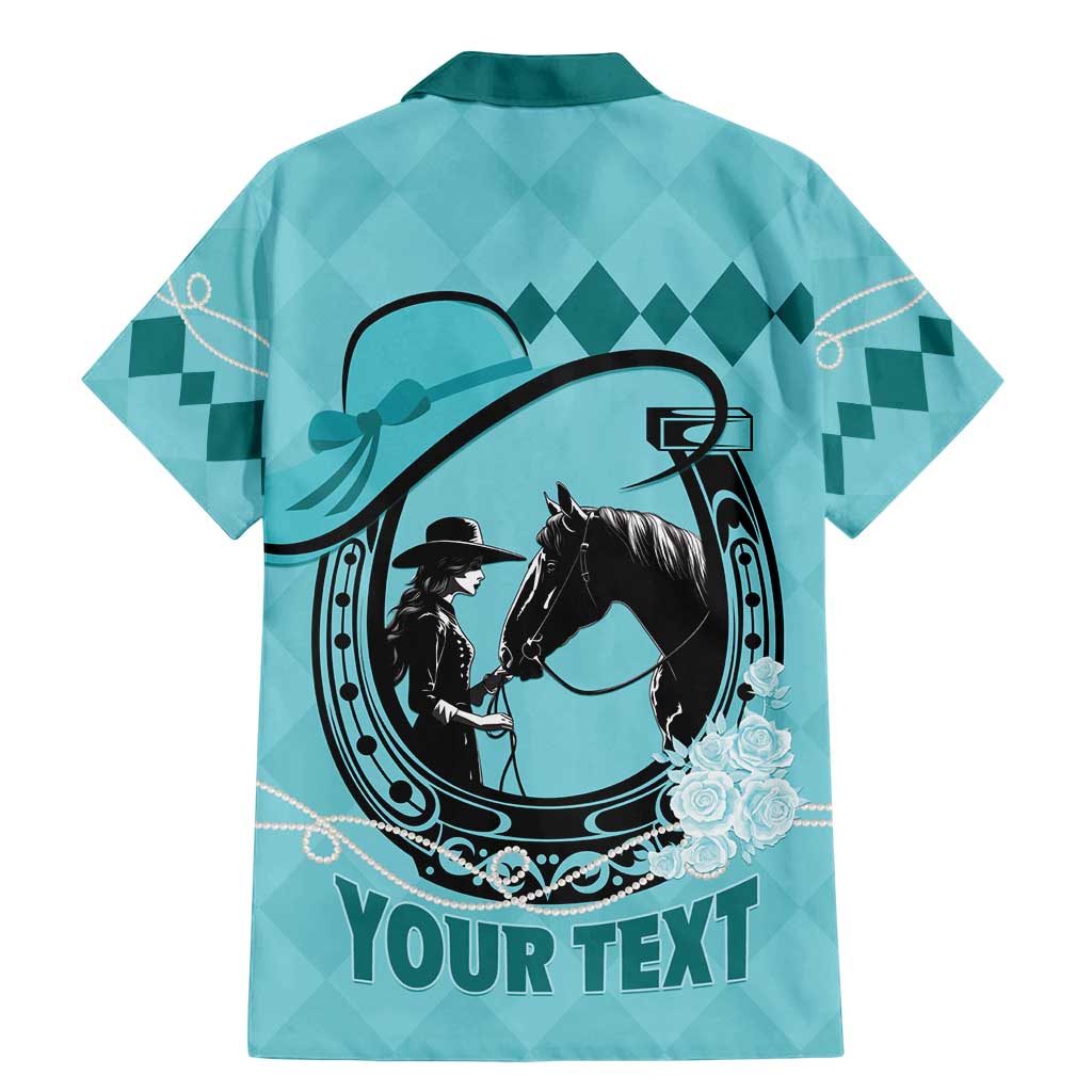 Personalized Kentucky Horse Racing Family Matching Mermaid Dress and Hawaiian Shirt Beauty and The Horse Teal Version LT01