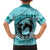 Personalized Kentucky Horse Racing Family Matching Off The Shoulder Long Sleeve Dress and Hawaiian Shirt Beauty and The Horse Teal Version LT01