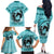 Personalized Kentucky Horse Racing Family Matching Off The Shoulder Long Sleeve Dress and Hawaiian Shirt Beauty and The Horse Teal Version LT01