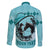 Personalized Kentucky Horse Racing Family Matching Off The Shoulder Long Sleeve Dress and Hawaiian Shirt Beauty and The Horse Teal Version LT01