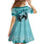 Personalized Kentucky Horse Racing Family Matching Off Shoulder Short Dress and Hawaiian Shirt Beauty and The Horse Teal Version LT01