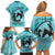 Personalized Kentucky Horse Racing Family Matching Off Shoulder Short Dress and Hawaiian Shirt Beauty and The Horse Teal Version LT01