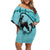 Personalized Kentucky Horse Racing Family Matching Off Shoulder Short Dress and Hawaiian Shirt Beauty and The Horse Teal Version LT01