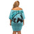 Personalized Kentucky Horse Racing Family Matching Off Shoulder Short Dress and Hawaiian Shirt Beauty and The Horse Teal Version LT01