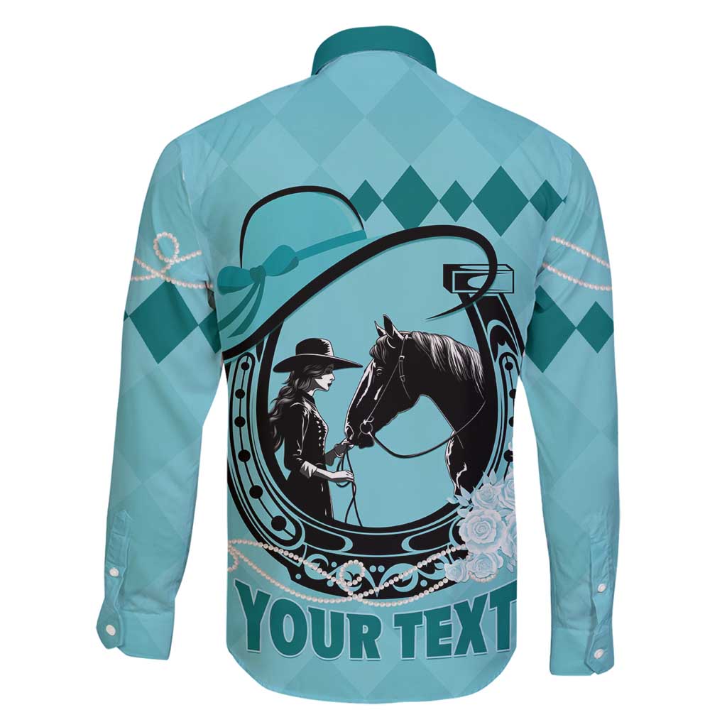 Personalized Kentucky Horse Racing Family Matching Summer Maxi Dress and Hawaiian Shirt Beauty and The Horse Teal Version LT01