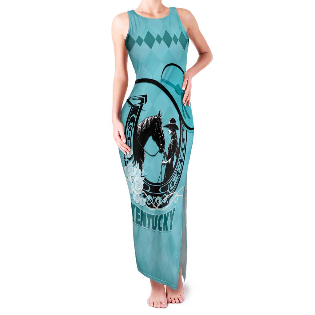 Personalized Kentucky Horse Racing Family Matching Tank Maxi Dress and Hawaiian Shirt Beauty and The Horse Teal Version LT01
