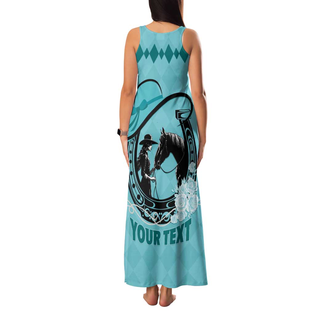 Personalized Kentucky Horse Racing Family Matching Tank Maxi Dress and Hawaiian Shirt Beauty and The Horse Teal Version LT01