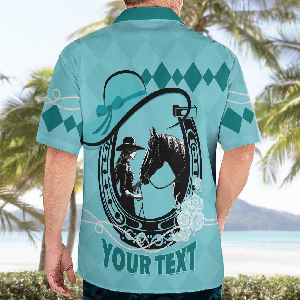 Personalized Kentucky Horse Racing Hawaiian Shirt Beauty and The Horse Teal Version LT01