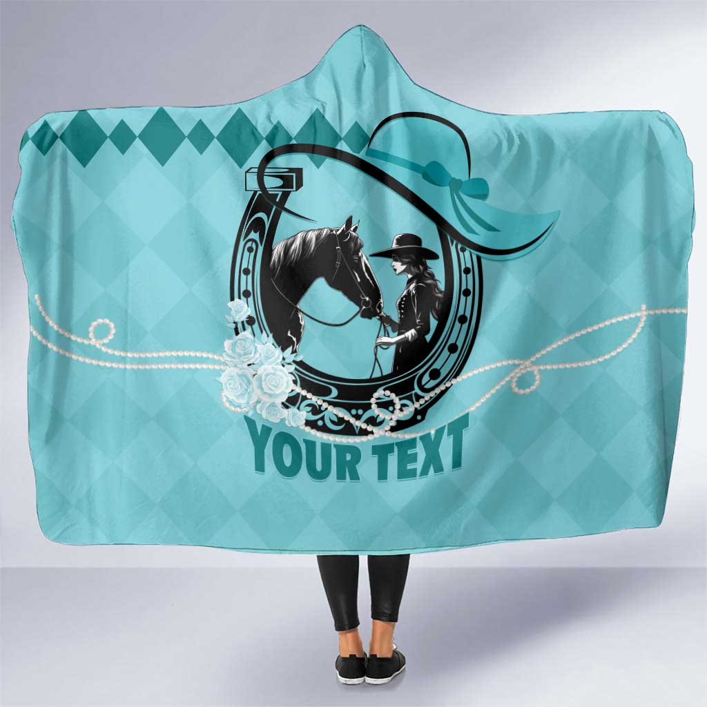 Personalized Kentucky Horse Racing Hooded Blanket Beauty and The Horse Teal Version LT01