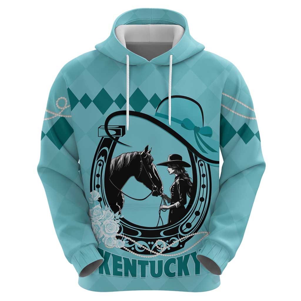 Personalized Kentucky Horse Racing Hoodie Beauty and The Horse Teal Version LT01