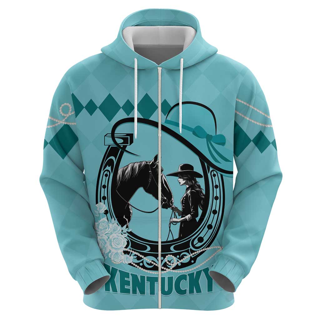 Personalized Kentucky Horse Racing Hoodie Beauty and The Horse Teal Version LT01