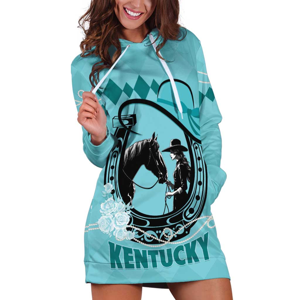 Personalized Kentucky Horse Racing Hoodie Dress Beauty and The Horse Teal Version LT01