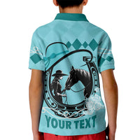 Personalized Kentucky Horse Racing Kid Polo Shirt Beauty and The Horse Teal Version LT01