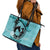 Personalized Kentucky Horse Racing Leather Tote Bag Beauty and The Horse Teal Version LT01