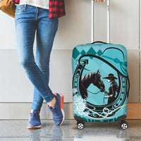 Personalized Kentucky Horse Racing Luggage Cover Beauty and The Horse Teal Version LT01