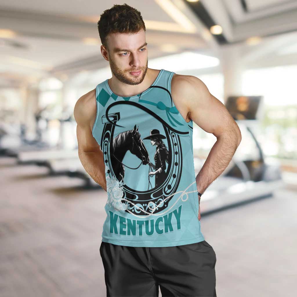 Personalized Kentucky Horse Racing Men Tank Top Beauty and The Horse Teal Version LT01