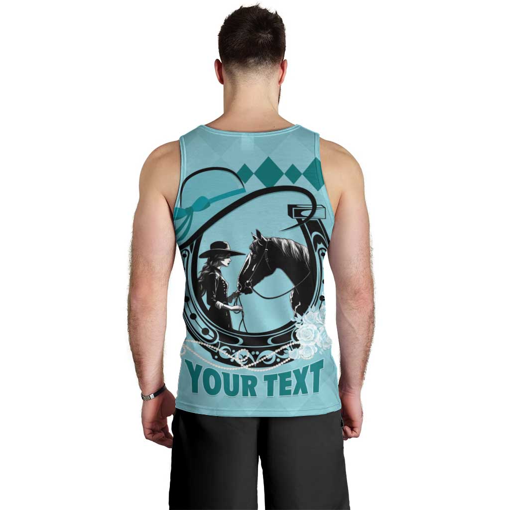 Personalized Kentucky Horse Racing Men Tank Top Beauty and The Horse Teal Version LT01