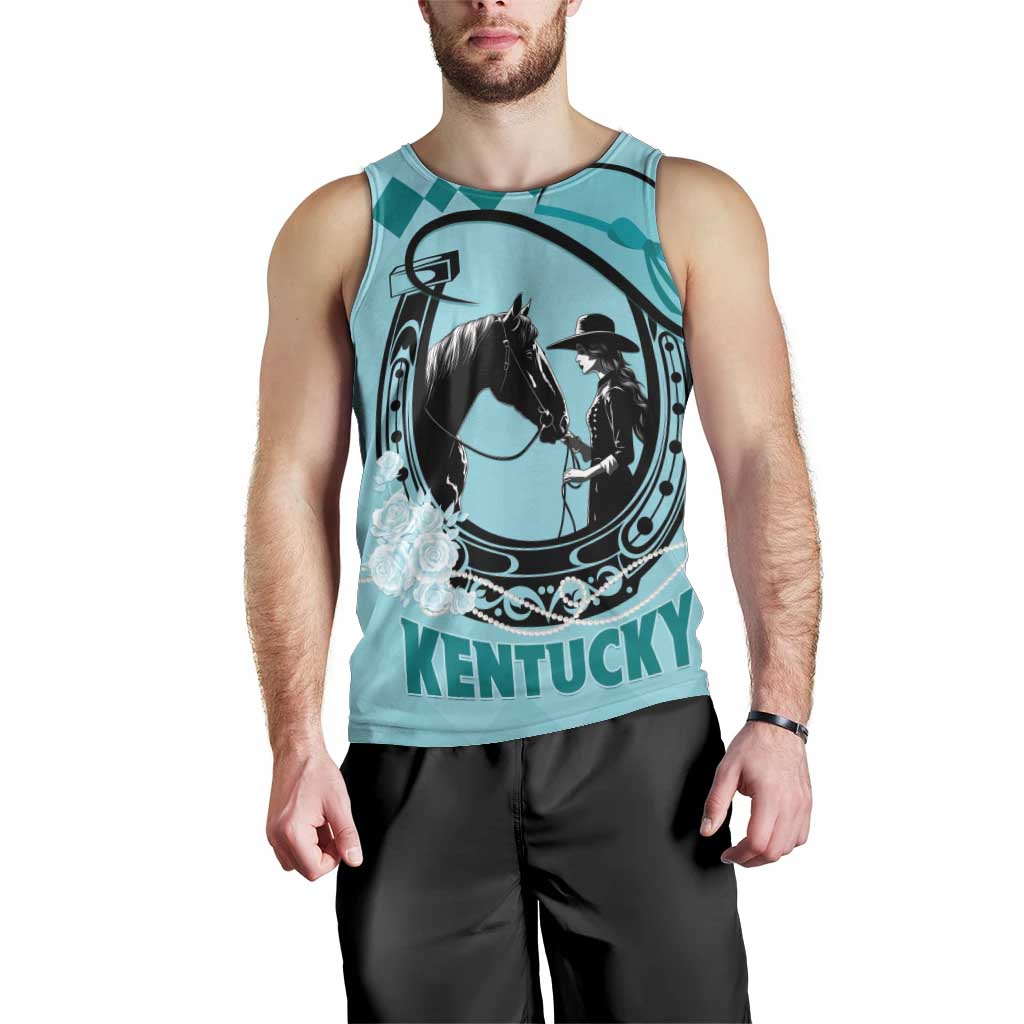 Personalized Kentucky Horse Racing Men Tank Top Beauty and The Horse Teal Version LT01