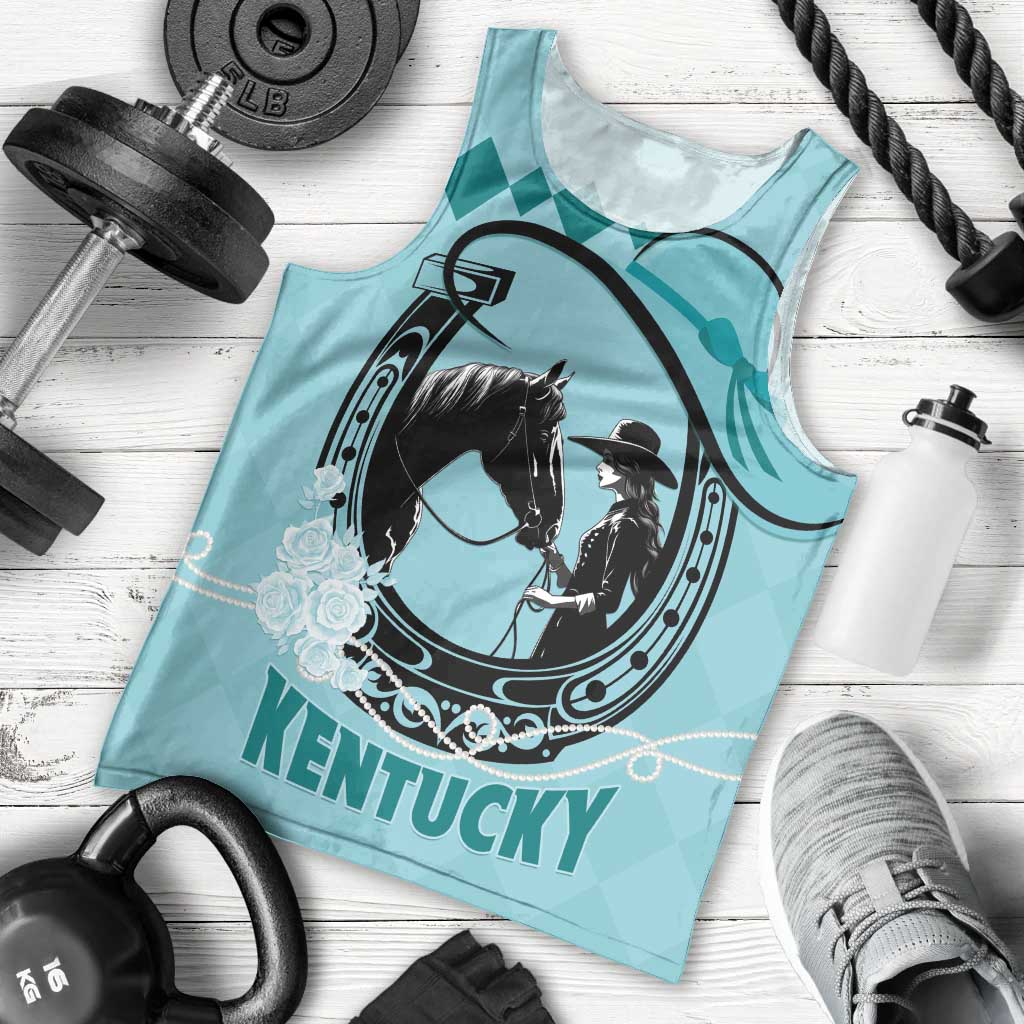 Personalized Kentucky Horse Racing Men Tank Top Beauty and The Horse Teal Version LT01