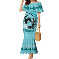 Personalized Kentucky Horse Racing Mermaid Dress Beauty and The Horse Teal Version LT01