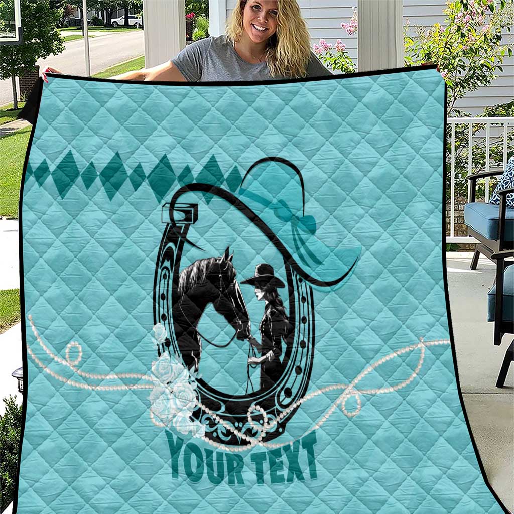Personalized Kentucky Horse Racing Quilt Beauty and The Horse Teal Version LT01