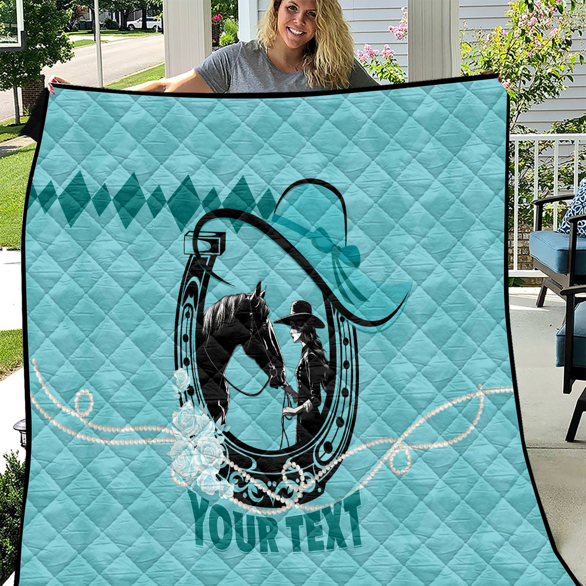 Personalized Kentucky Horse Racing 2024 Quilt Beauty and The Horse Teal Version