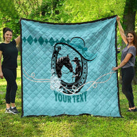 Personalized Kentucky Horse Racing Quilt Beauty and The Horse Teal Version LT01
