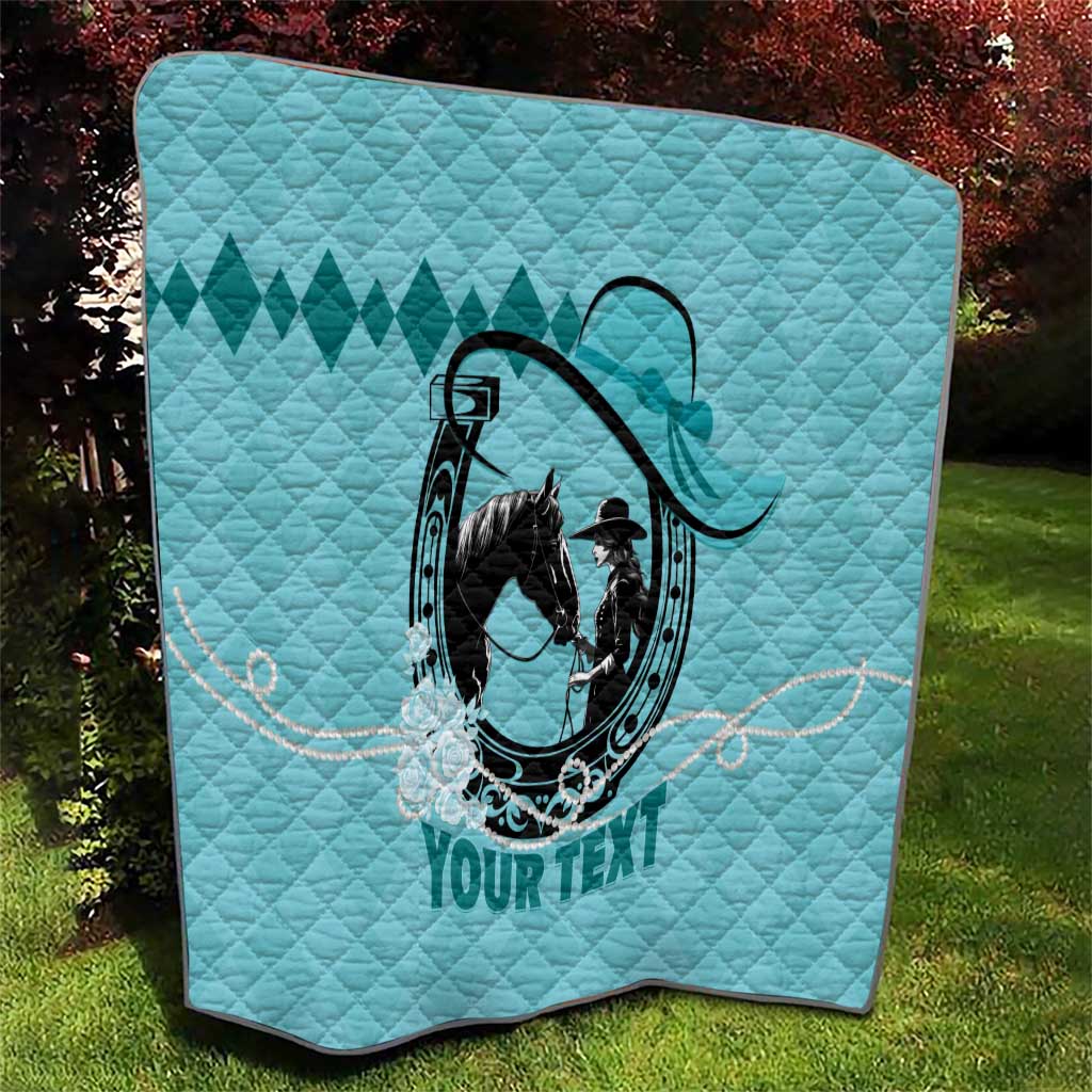 Personalized Kentucky Horse Racing Quilt Beauty and The Horse Teal Version LT01