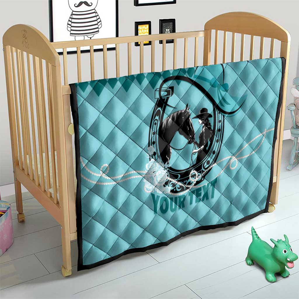 Personalized Kentucky Horse Racing Quilt Beauty and The Horse Teal Version LT01
