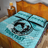 Personalized Kentucky Horse Racing Quilt Bed Set Beauty and The Horse Teal Version LT01