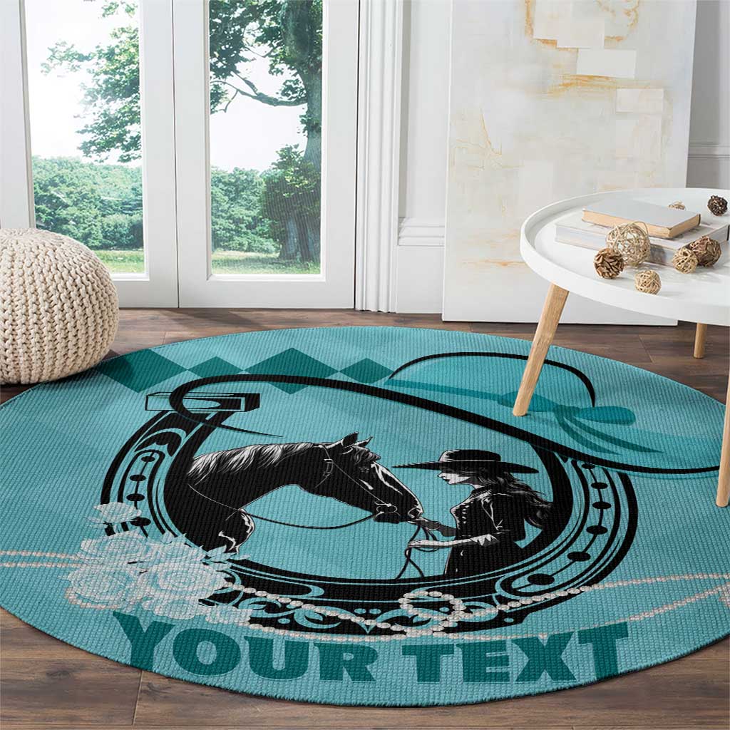 Personalized Kentucky Horse Racing Round Carpet Beauty and The Horse Teal Version LT01
