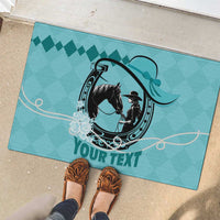 Personalized Kentucky Horse Racing Rubber Doormat Beauty and The Horse Teal Version LT01