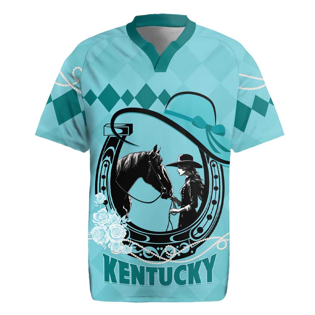 Personalized Kentucky Horse Racing Rugby Jersey Beauty and The Horse Teal Version LT01