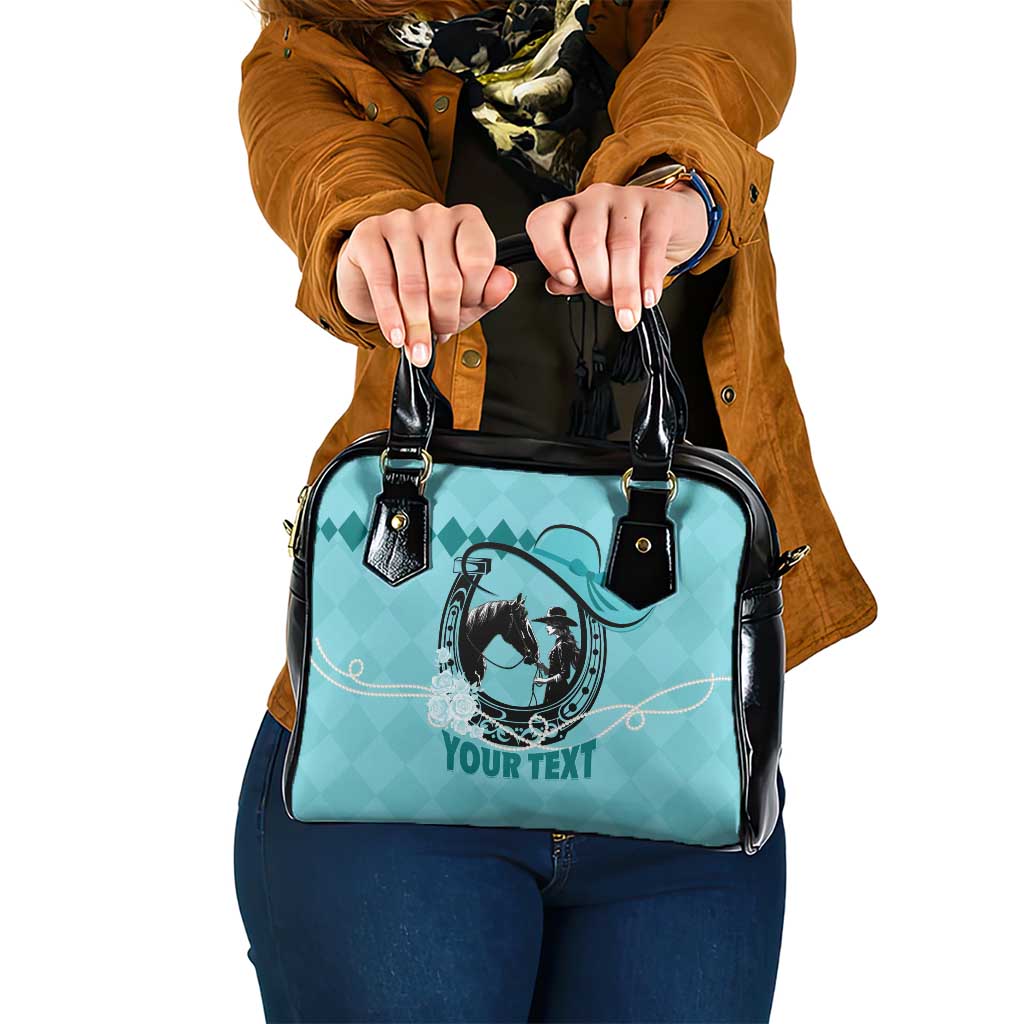 Personalized Kentucky Horse Racing Shoulder Handbag Beauty and The Horse Teal Version LT01