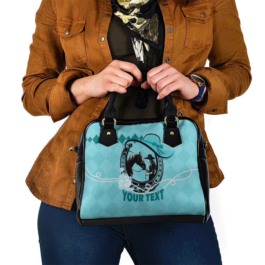 Personalized Kentucky Horse Racing Shoulder Handbag Beauty and The Horse Teal Version LT01