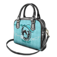 Personalized Kentucky Horse Racing Shoulder Handbag Beauty and The Horse Teal Version LT01