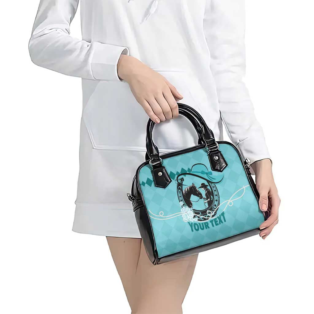 Personalized Kentucky Horse Racing Shoulder Handbag Beauty and The Horse Teal Version LT01
