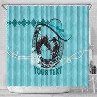 Personalized Kentucky Horse Racing Shower Curtain Beauty and The Horse Teal Version LT01