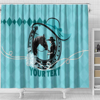 Personalized Kentucky Horse Racing Shower Curtain Beauty and The Horse Teal Version LT01