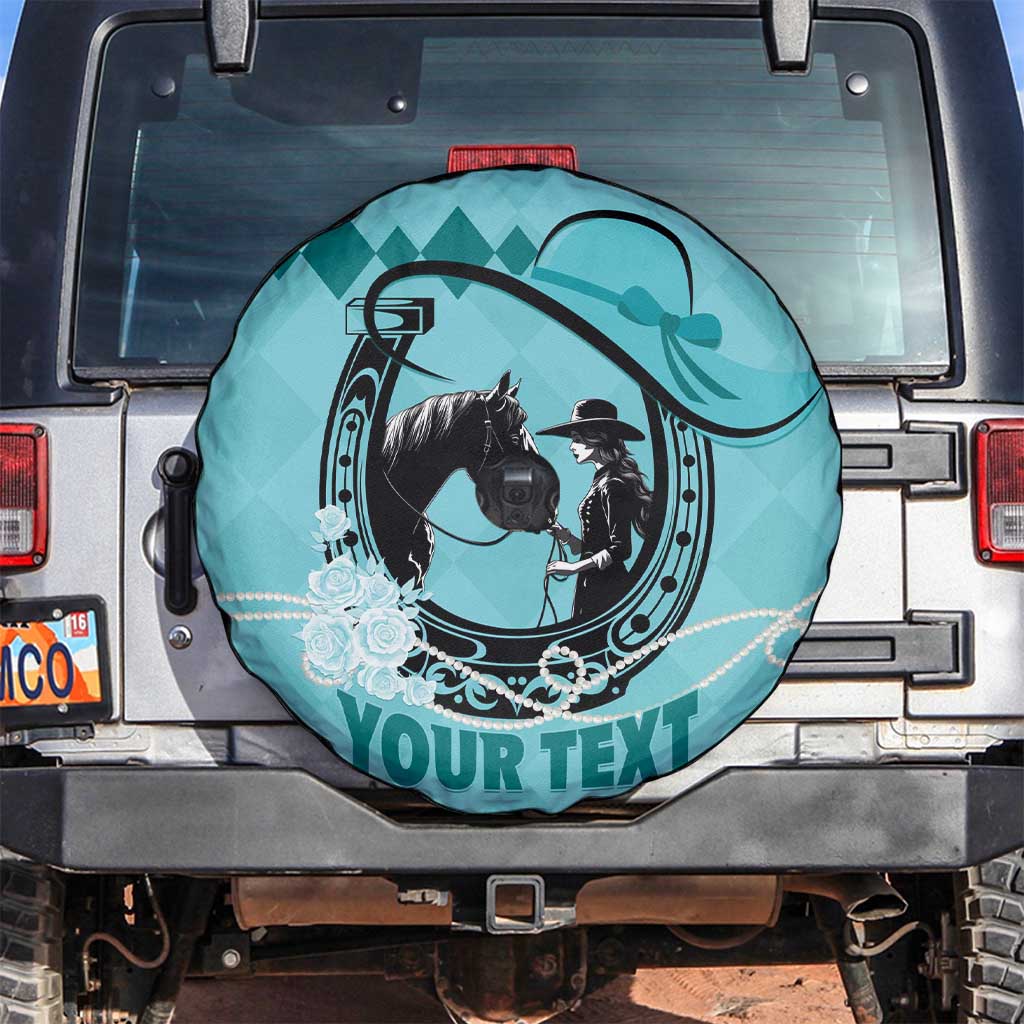 Personalized Kentucky Horse Racing Spare Tire Cover Beauty and The Horse Teal Version LT01