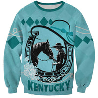 Personalized Kentucky Horse Racing Sweatshirt Beauty and The Horse Teal Version LT01
